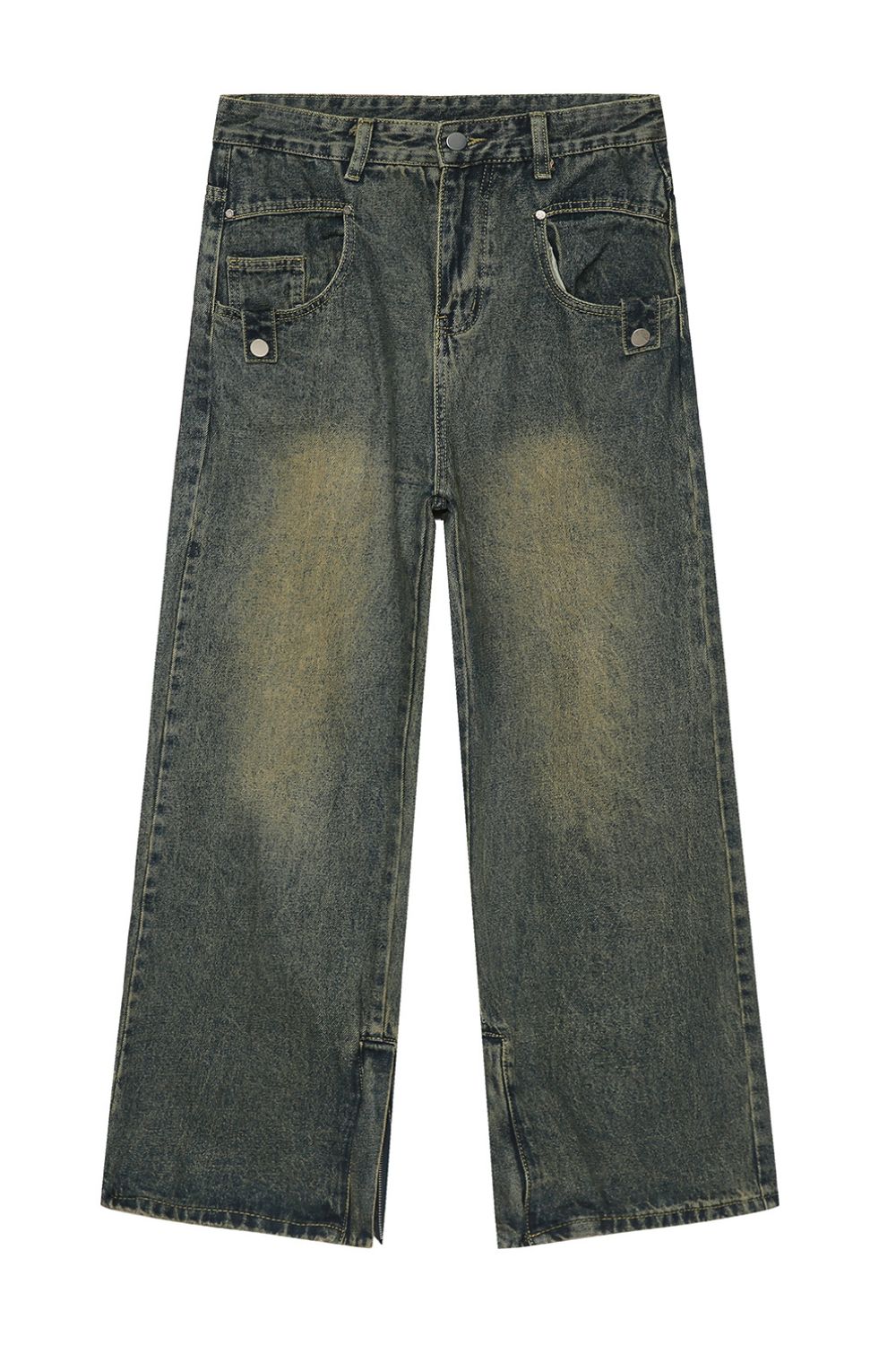 Side Slit Jeans with Pockets