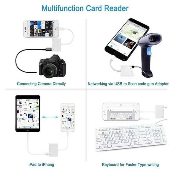 4-in-1 SD/TF Card Reader USB 2.0 Female OTG Adapter Cable