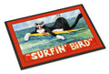 Black and white Cat Surfin Bird Doormat Indoor Outdoor 18H X 27W Front Door Mat Rugs for Entryway, Non Slip Washable