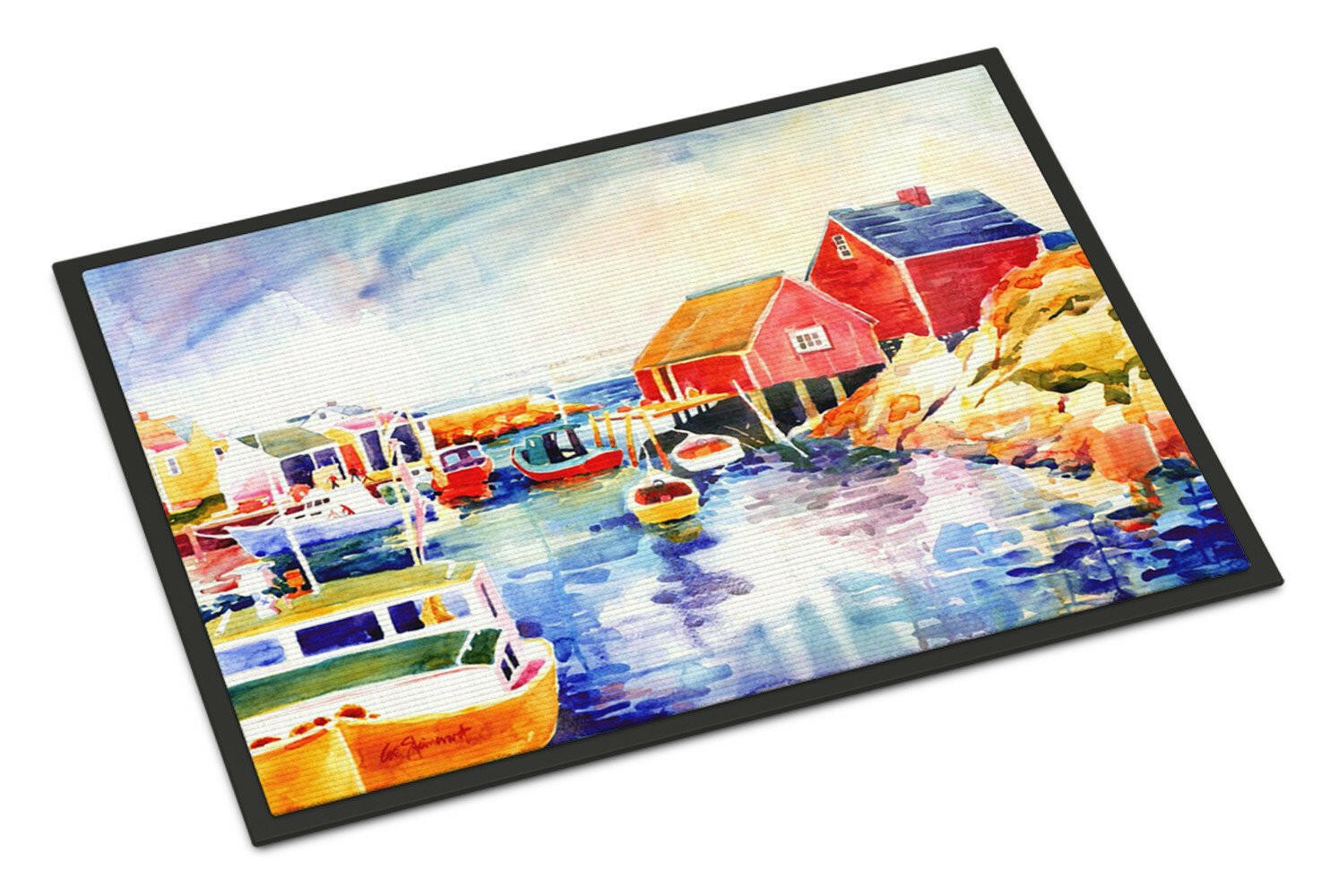 Boats at Harbour with a view Doormat Indoor Outdoor 24H X 36W Front Door Mat Rugs for Entryway, Non Slip Washable Low Pile,