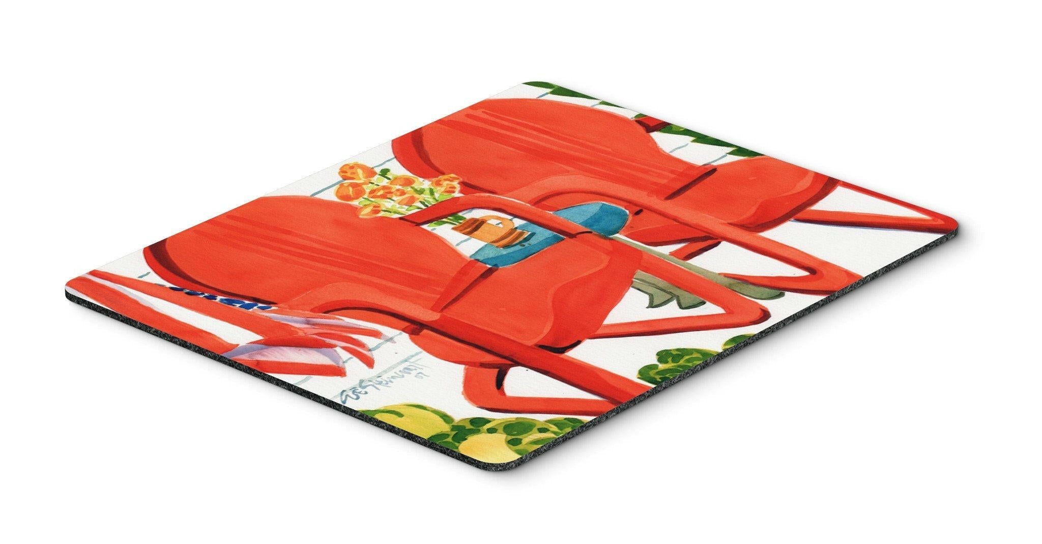 Red Chairs Patio View Mouse Pad, Heat Resistant Trivet Hot Pad , Non Slip Rubber Desk Mat, Kitchen Counter Protector, Home Office Decor Gift