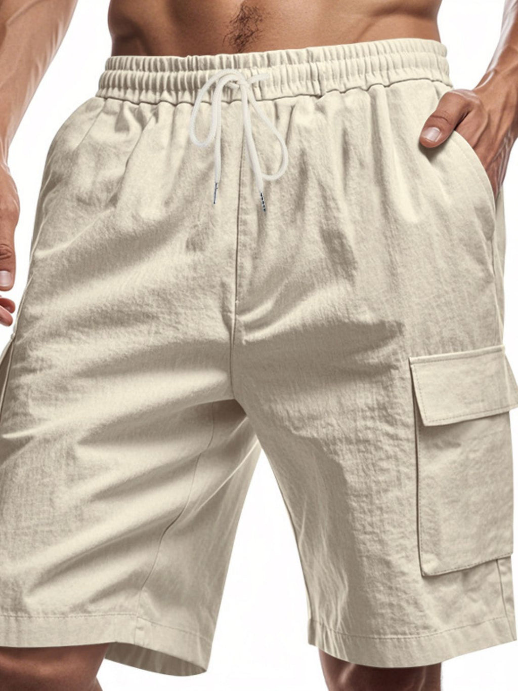 Men's Full Size Drawstring Shorts with Cargo Pockets Plus Size