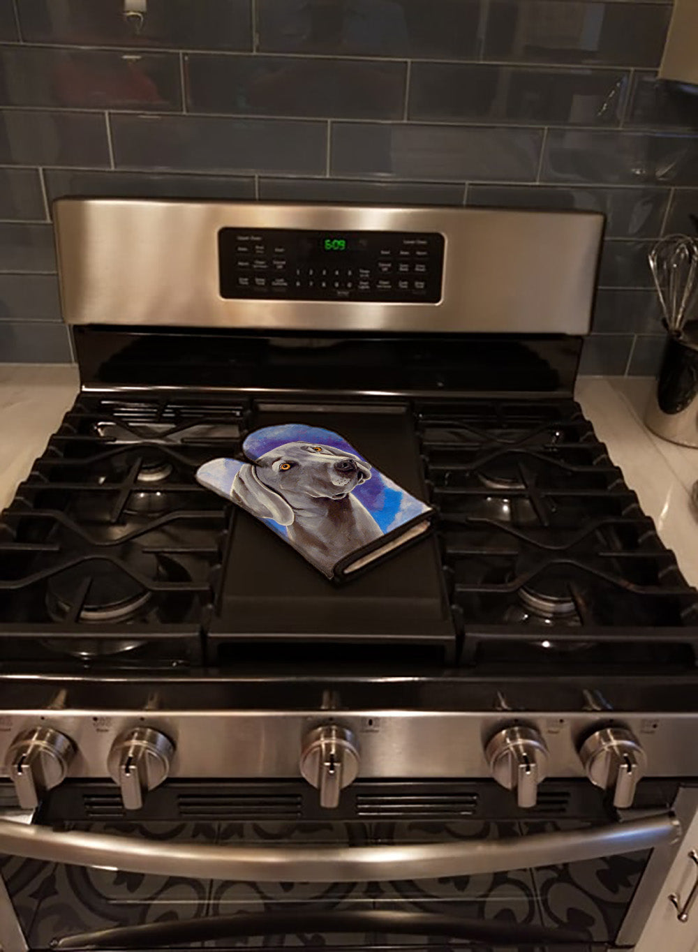 Weimaraner Azure Skies Oven Mitt Heat Resistant Thick Oven Mitt for Hot Pans and Oven, Kitchen Mitt Protect Hands, Cooking Baking Glove