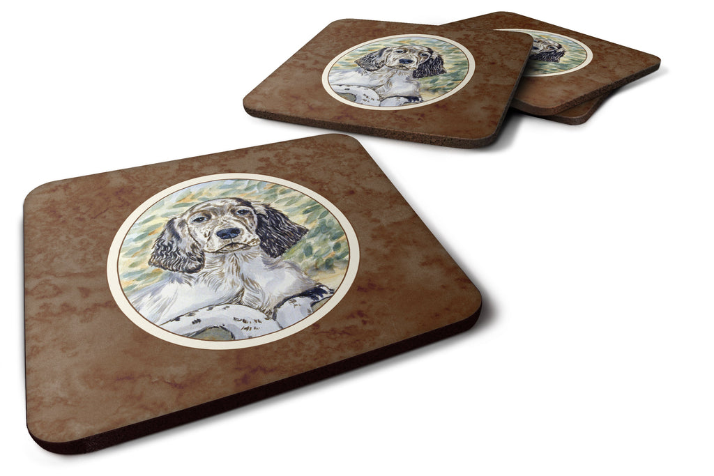 English Setter Patience Foam Coasters Set of 4 Cup Coasters for Indoor Outdoor, Tabletop Protection, Anti Slip, Mouse pad Material