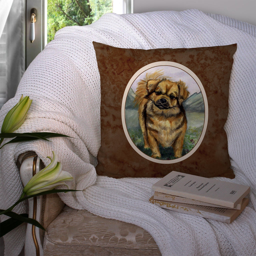 Tibetan Spaniel Decorative Throw Pillow 14x14 Indoor Outdoor Accent Cushion, Fabric Cover with Insert for Sofa, Bed, Porch & Living Room