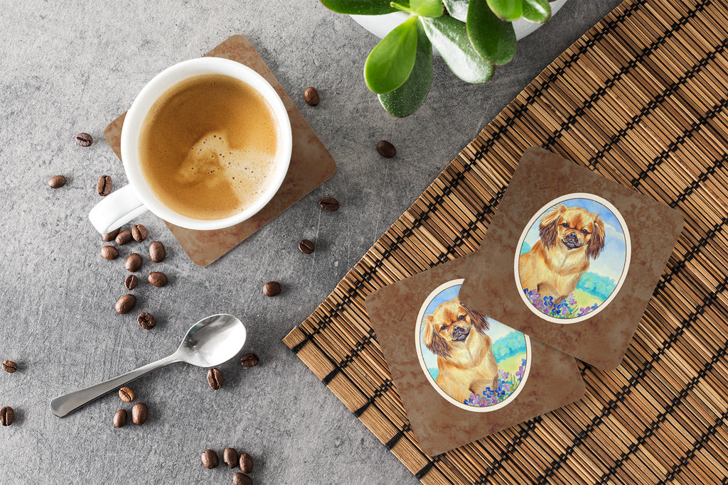 Tibetan Spaniel Foam Coasters Set of 4 Cup Coasters for Indoor Outdoor, Tabletop Protection, Anti Slip, Mouse pad Material