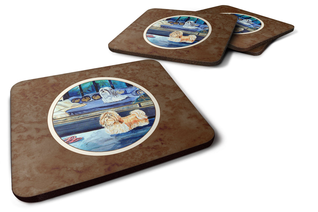 Shih Tzu Double Trouble Foam Coasters Set of 4 Cup Coasters for Indoor Outdoor, Tabletop Protection, Anti Slip, Mouse pad Material