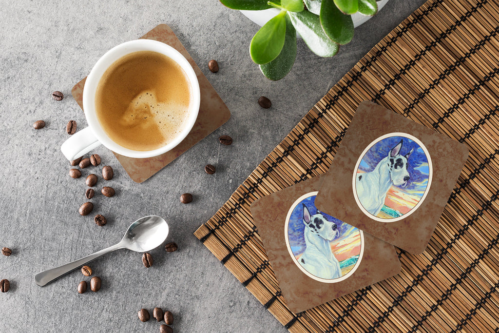Harelquin Great Dane Foam Coasters Set of 4 Cup Coasters for Indoor Outdoor, Tabletop Protection, Anti Slip, Mouse pad Material