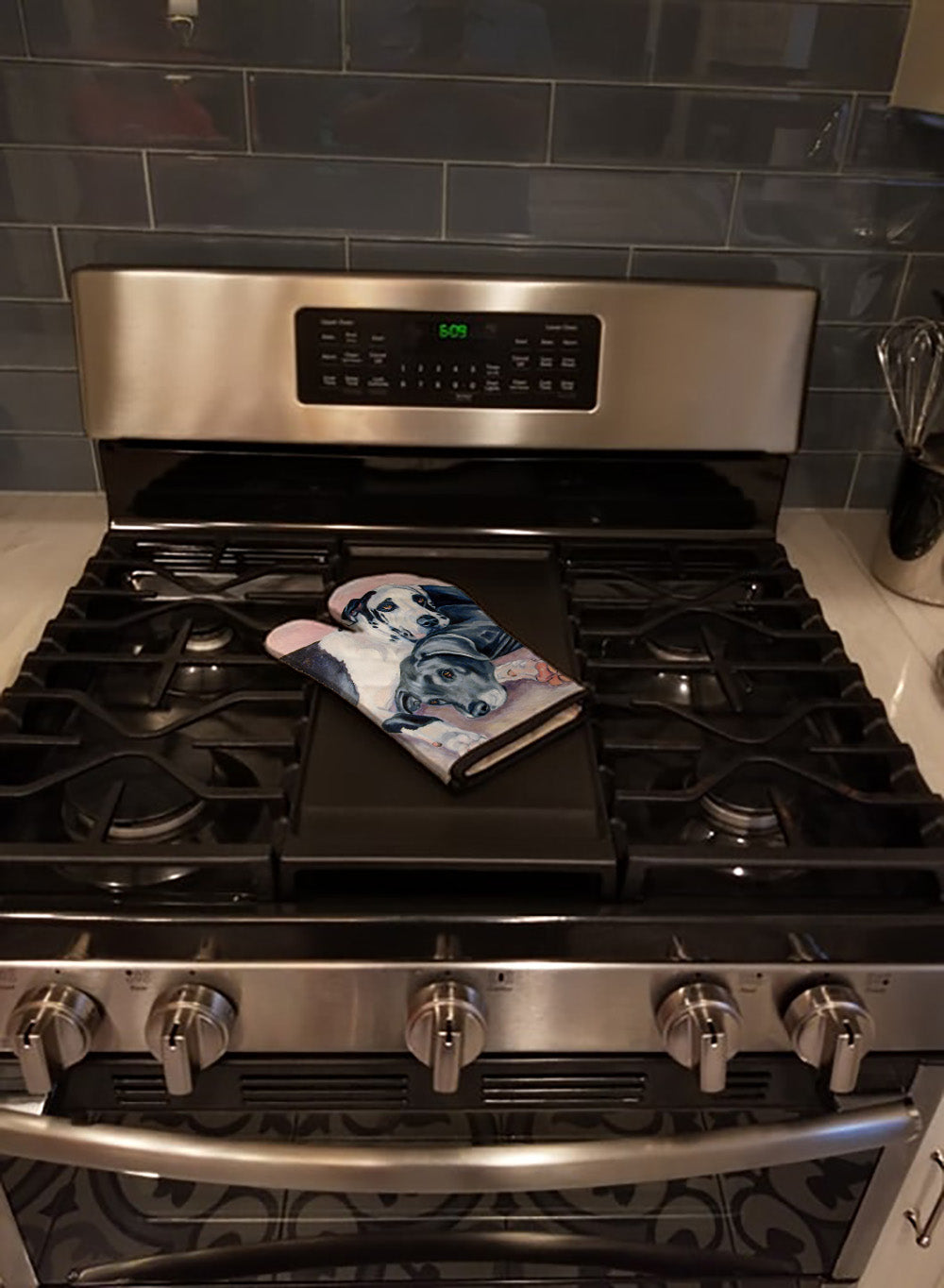 Black and Harlequin Great Dane Oven Mitt Heat Resistant Thick Oven Mitt for Hot Pans and Oven, Kitchen Mitt Protect Hands, Cooking Baking Glove