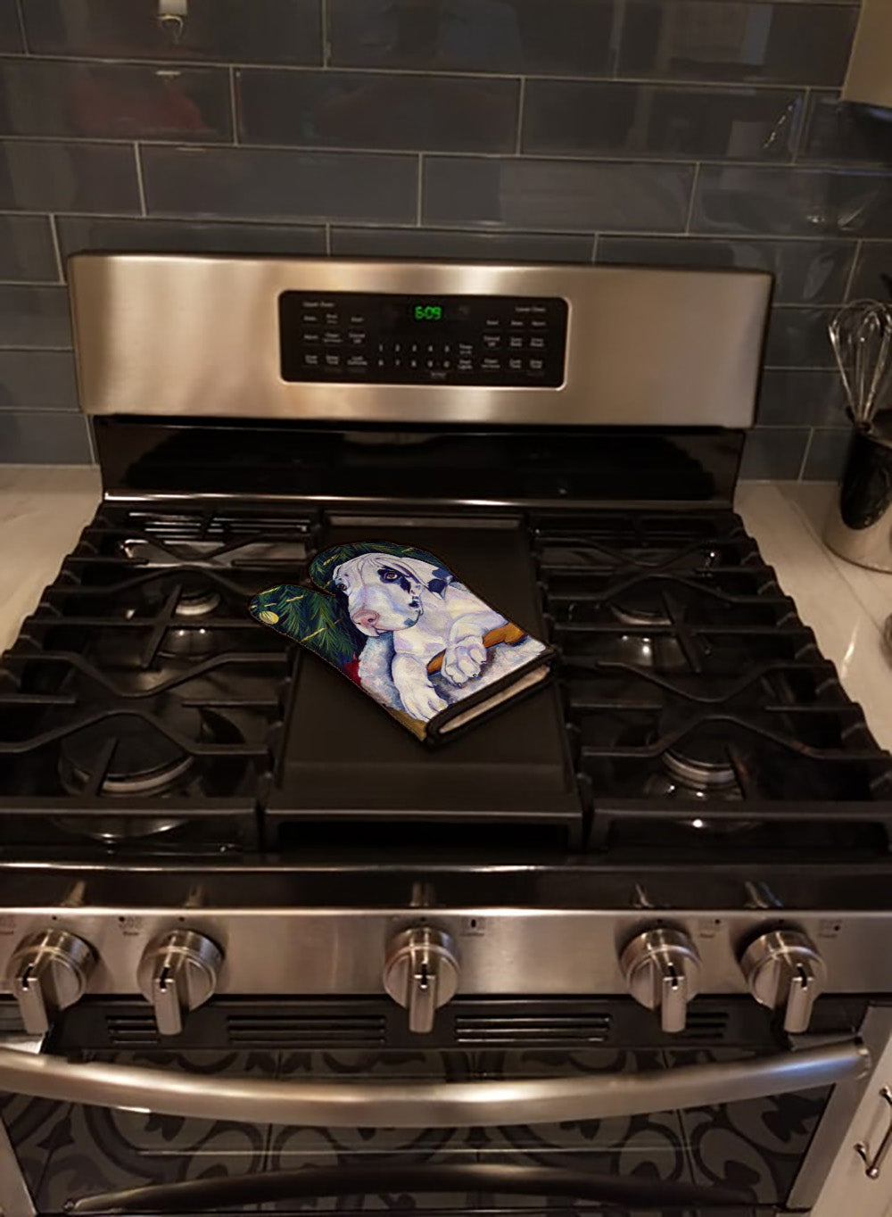 Christmas Tree with Harlequin Great Dane Oven Mitt Heat Resistant Thick Oven Mitt for Hot Pans and Oven, Kitchen Mitt Protect Hands, Cooking Baking Glove