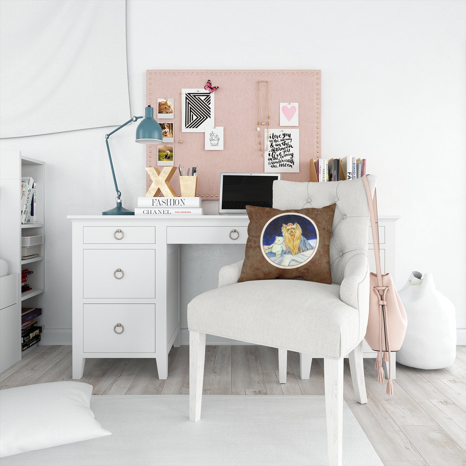 Yorkie Decorative Throw Pillow 14x14 Indoor Outdoor Accent Cushion, Fabric Cover with Insert for Sofa, Bed, Porch & Living Room