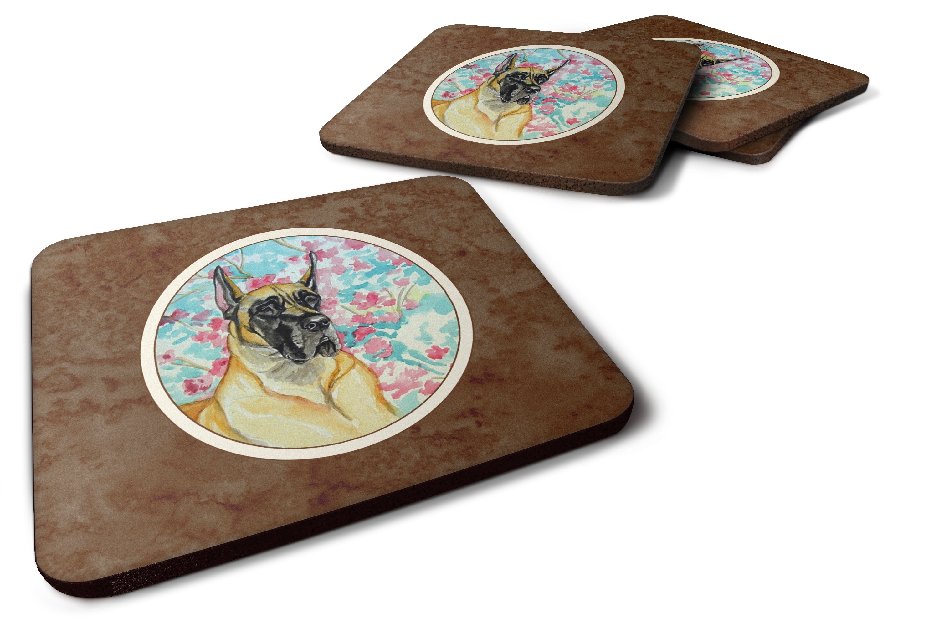 Fawn Great Dane Foam Coasters Set of 4 Cup Coasters for Indoor Outdoor, Tabletop Protection, Anti Slip, Mouse pad Material