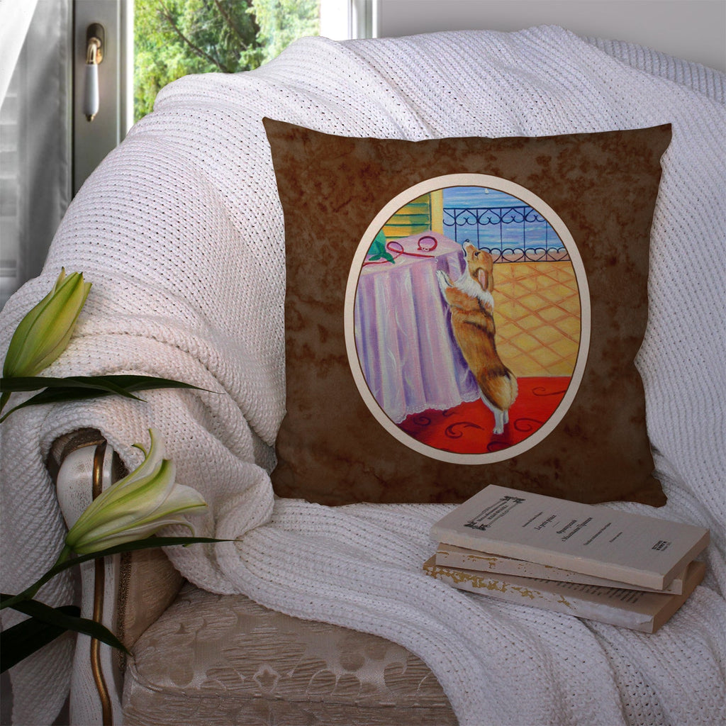 Corgi Decorative Throw Pillow 14x14 Indoor Outdoor Accent Cushion, Fabric Cover with Insert for Sofa, Bed, Porch & Living Room