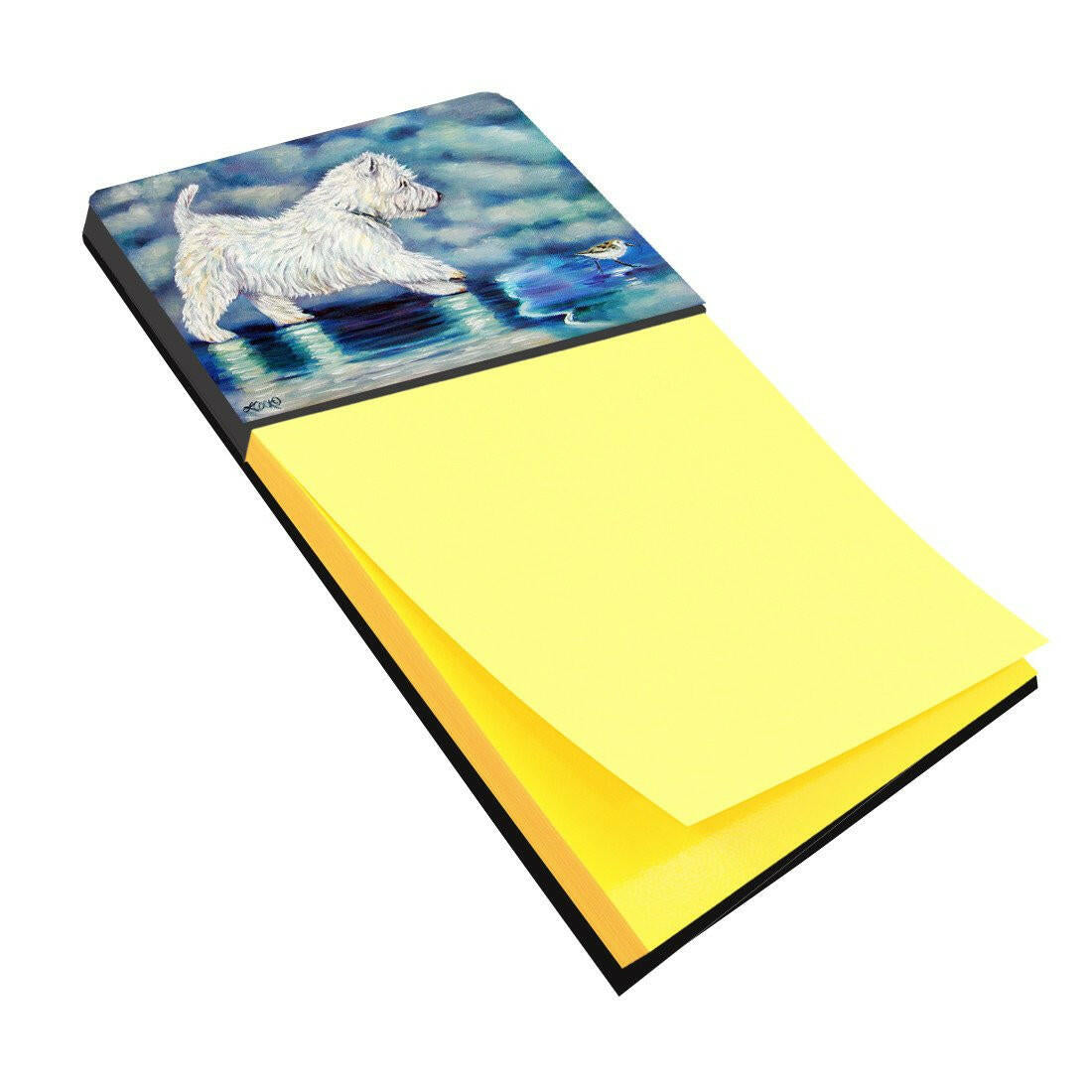 Misty Westie Watercolor Sticky Note Holder Refillable Dispenser Desk Accessory 3x3 Pad Gift