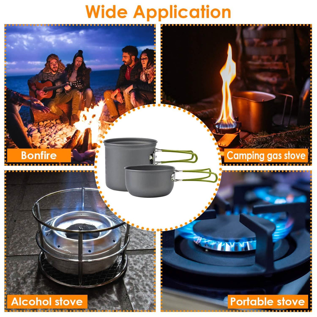 8-Piece: Camping Cooking Ware Set