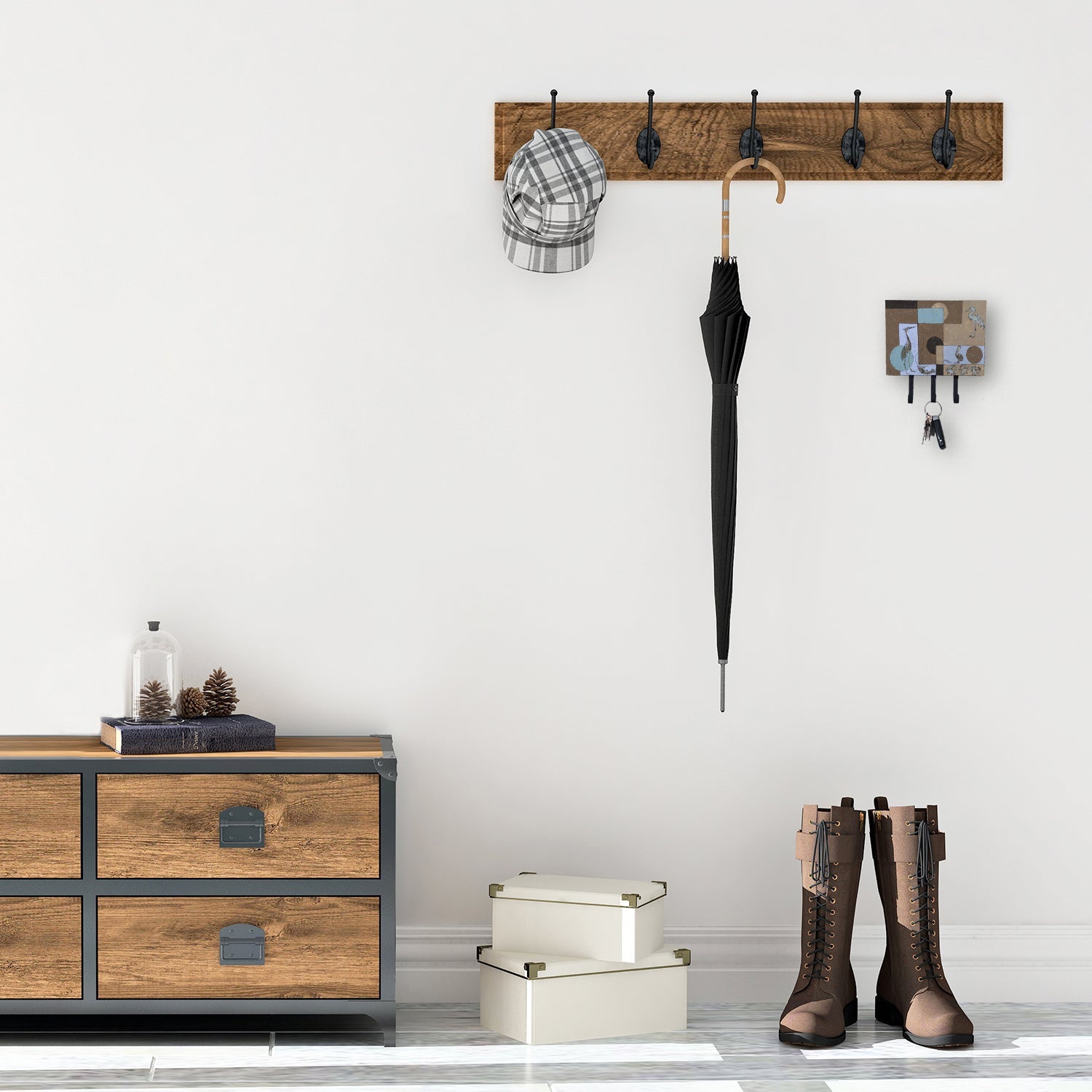 Blue Heron Leash or Key Holder Wall Hooks, Coat Rack Wall Mount, for Hanging Keys, Towels, Aprons, Leashes