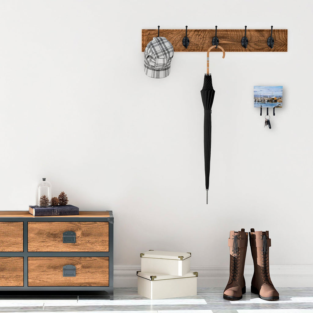 The Pass Bait Shop Leash or Key Holder Wall Hooks, Coat Rack Wall Mount, for Hanging Keys, Towels, Aprons, Leashes