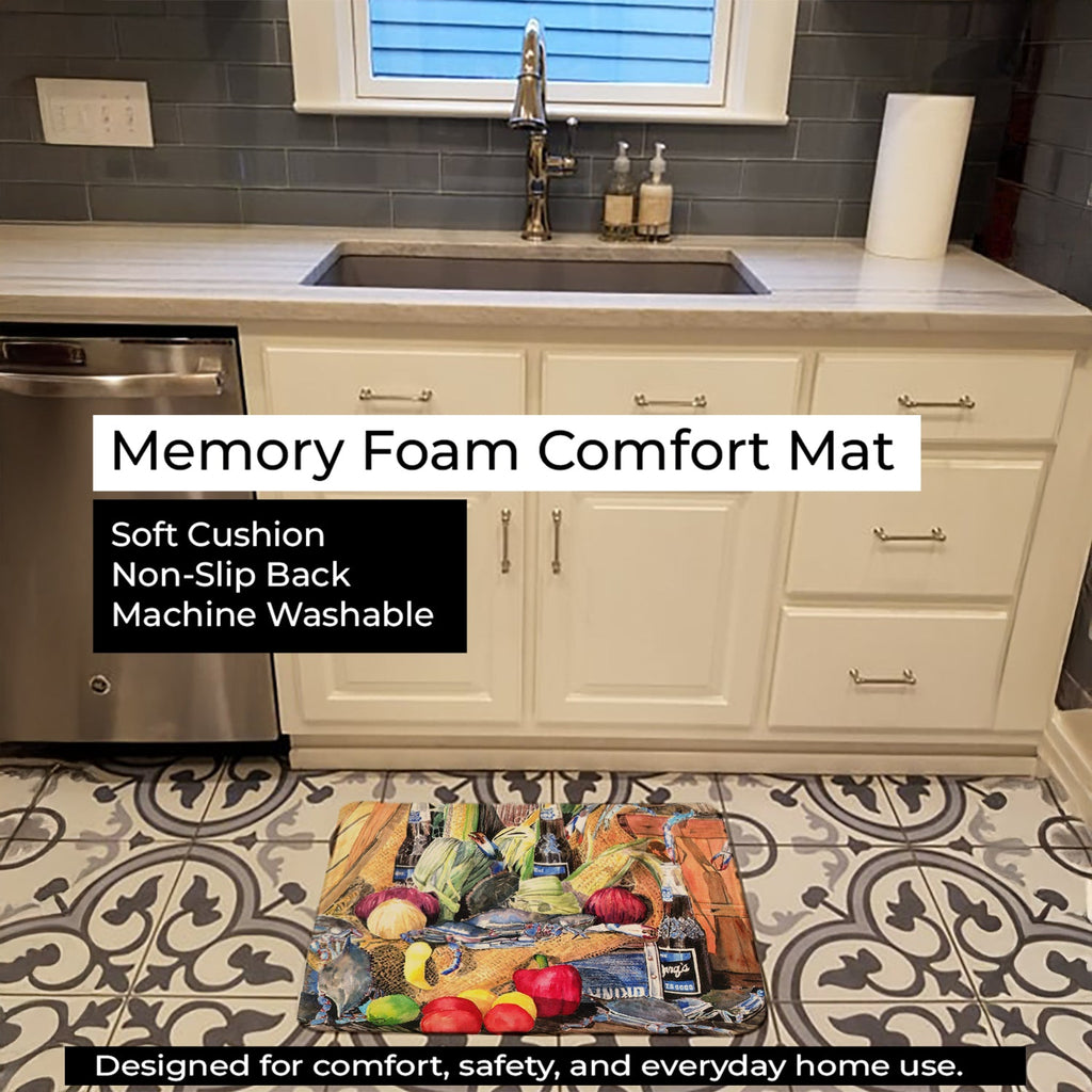 Barq's and Crabs Memory Foam Kitchen Mat Machine Washable Anti-Fatigue Cushion Comfort Bath or Kitchen Rug
