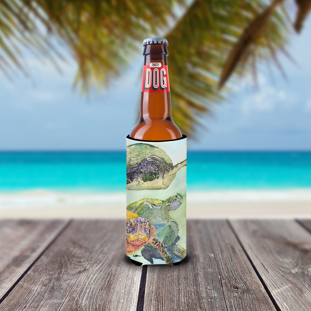 Turtle Loggerhead Slim Can Hugger , Insulated Foam Hugger for 12 oz Slim Cans, Beer Bottles & Water Bottles, Printed in USA