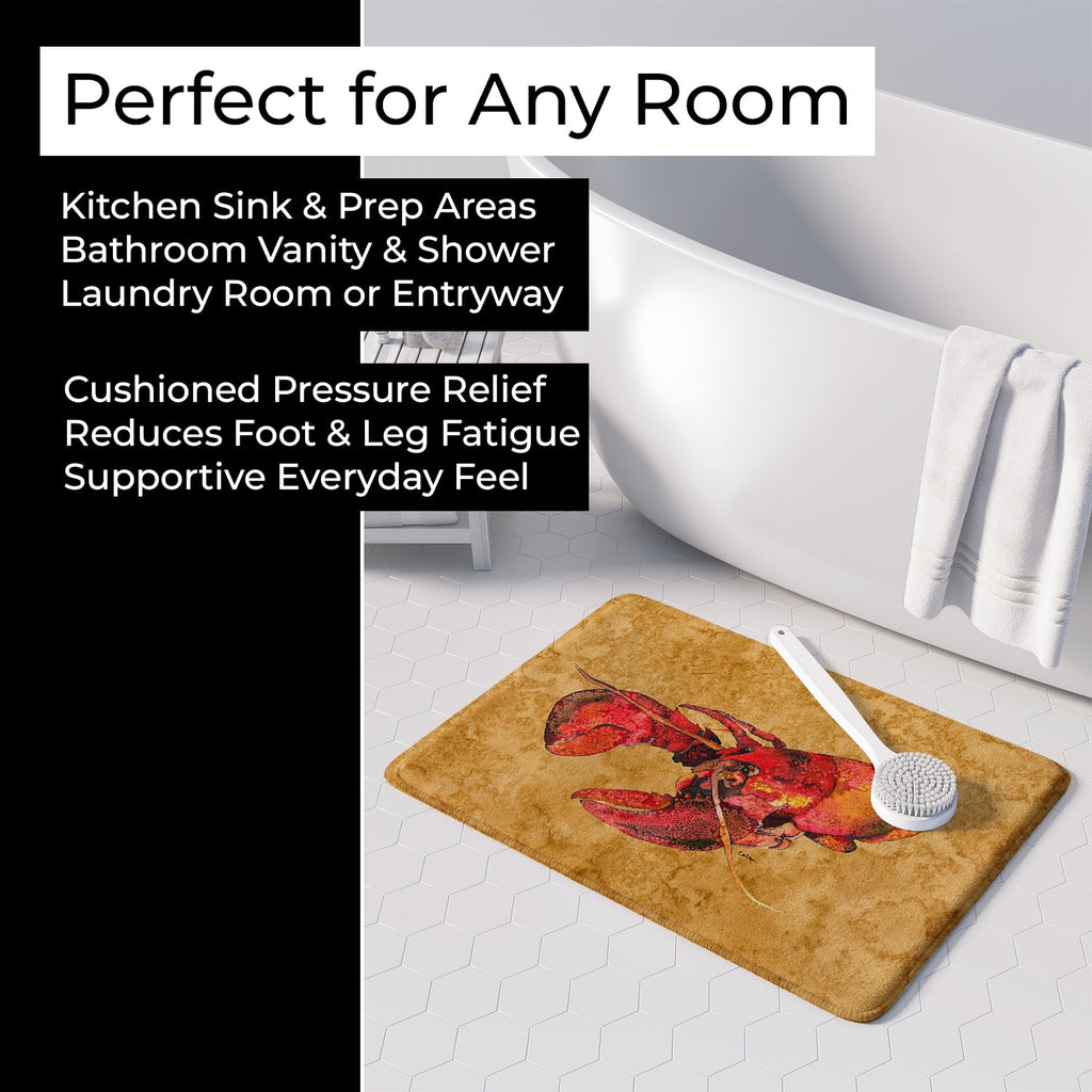 Lobster Memory Foam Kitchen Mat Machine Washable Anti-Fatigue Cushion Comfort Bath or Kitchen Rug