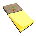 Christmas Tree Fleur de lis on Faux Burlap Watercolor Sticky Note Holder Refillable Dispenser Desk Accessory 3x3 Pad Gift