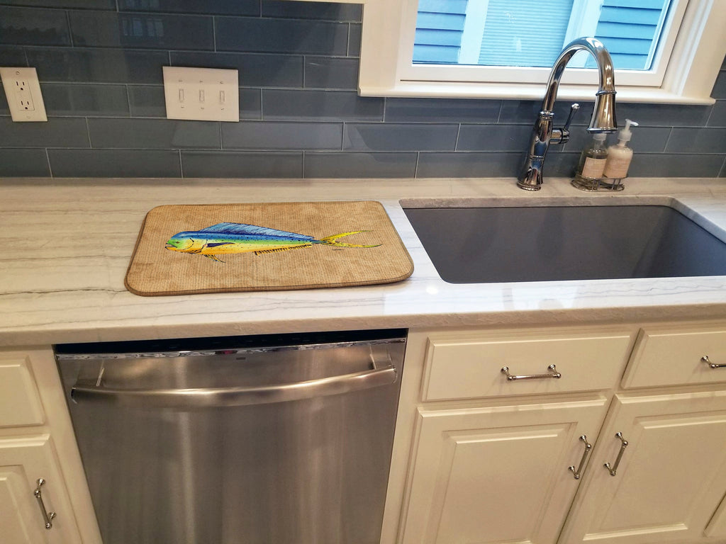 Dolphin Mahi Mahi Dish Drying Mat Absorbent Dish Drying Mat Pad for Kitchen Counter Dish Drainer Mat for Countertop, 14 x 21", Multicolor