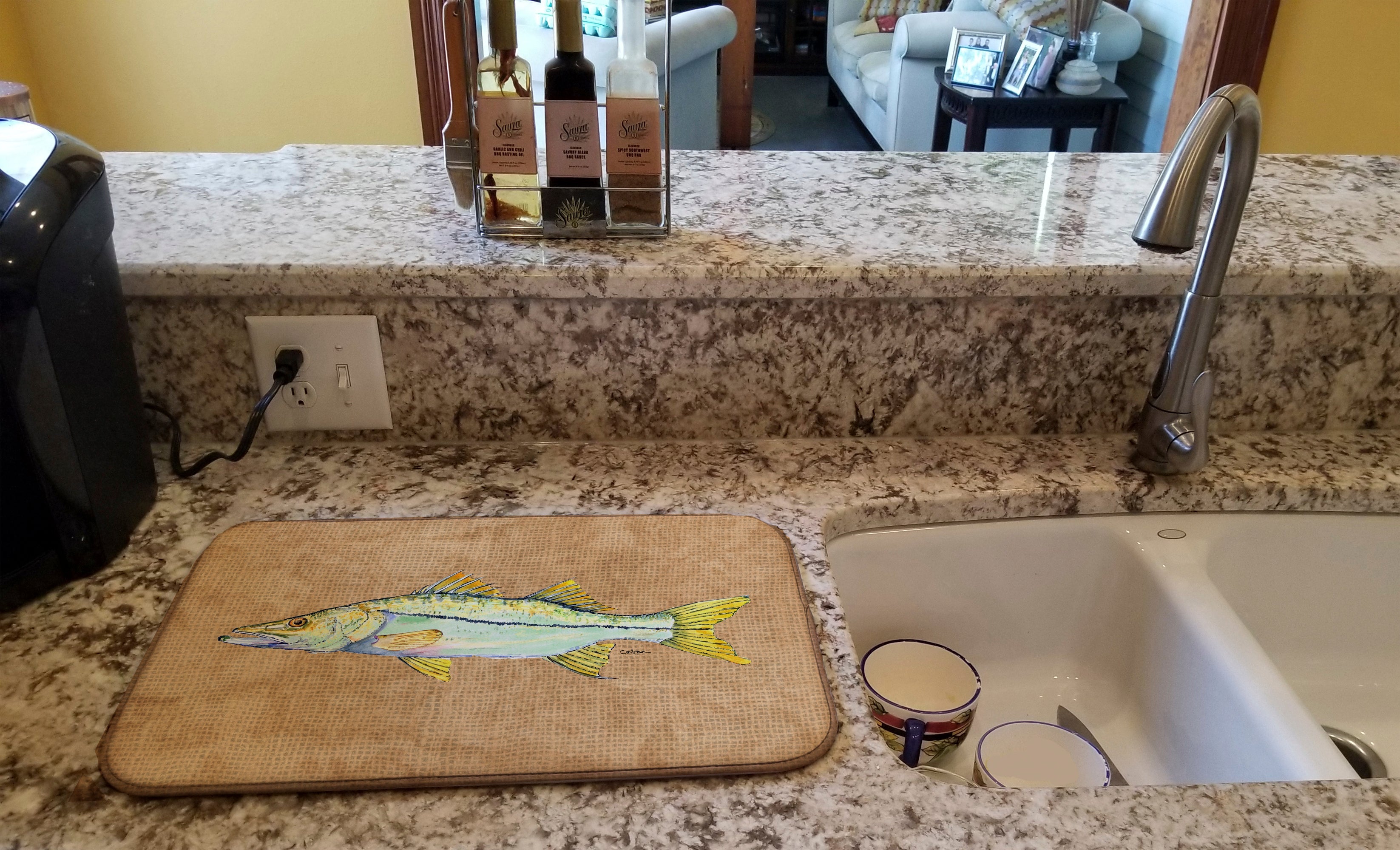 Snook Dish Drying Mat Absorbent Dish Drying Mat Pad for Kitchen Counter Dish Drainer Mat for Countertop, 14 x 21", Multicolor