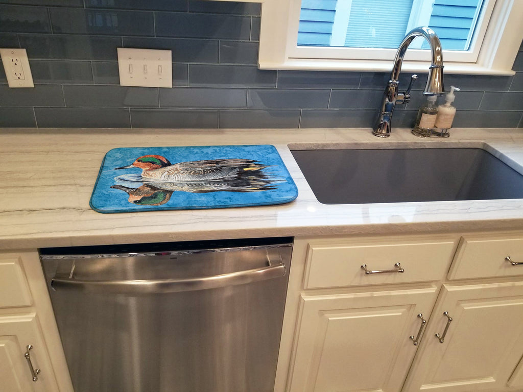 Teal Duck Dish Drying Mat Absorbent Dish Drying Mat Pad for Kitchen Counter Dish Drainer Mat for Countertop, 14 x 21", Multicolor