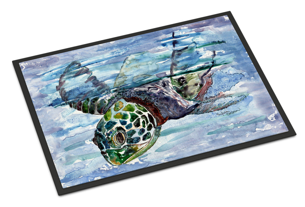 Loggerhead Turtle in a Dive Doormat Indoor Outdoor 18H X 27W Front Door Mat Rugs for Entryway, Non Slip Washable