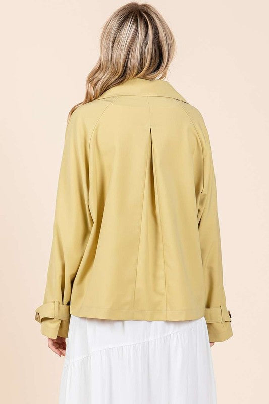 Mittoshop Double Breasted Long Sleeve Trench Coat Jacket