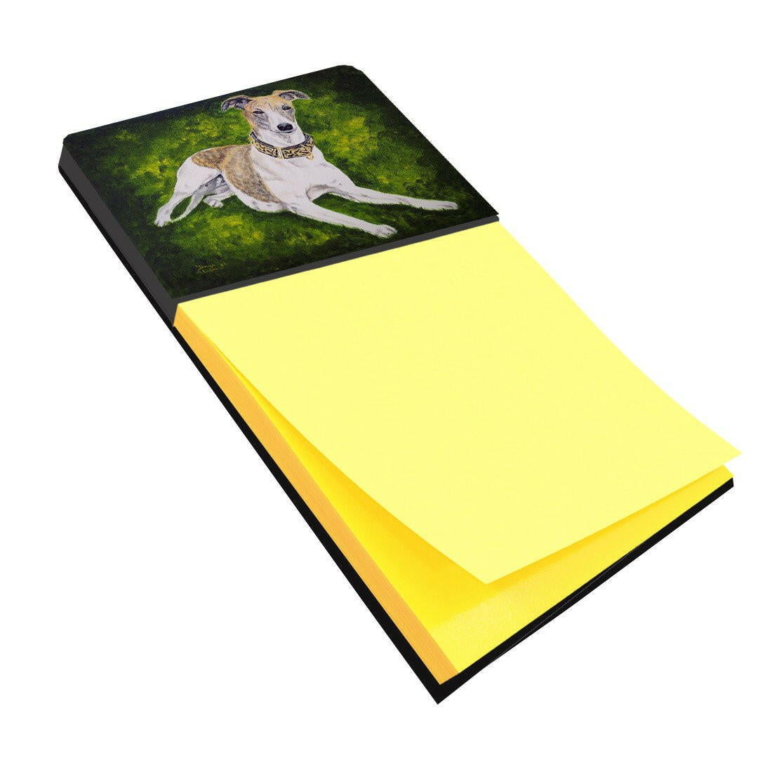 Isabella Greyhound Watercolor Sticky Note Holder Refillable Dispenser Desk Accessory 3x3 Pad Gift