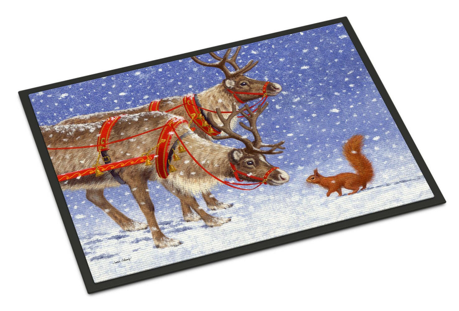 Reindeer & Squirrel Doormat Indoor Outdoor 24H X 36W Front Door Mat Rugs for Entryway, Non Slip Washable Low Pile,