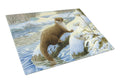 Winter Otter Cutting Board Tempered Glass Kitchen Cutting Surface, Heat Resistant Chopping, Non-Slip Feet, Food Prep & Serving