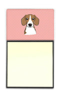 Checkerboard Pink Beagle Watercolor Sticky Note Holder Refillable Dispenser Desk Accessory 3x3 Pad Gift