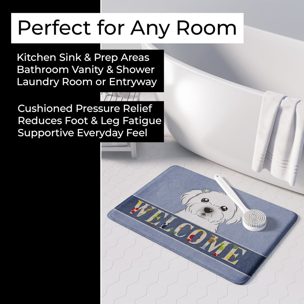 Maltese Welcome Memory Foam Kitchen Mat Machine Washable Anti-Fatigue Cushion Comfort Bath or Kitchen Rug