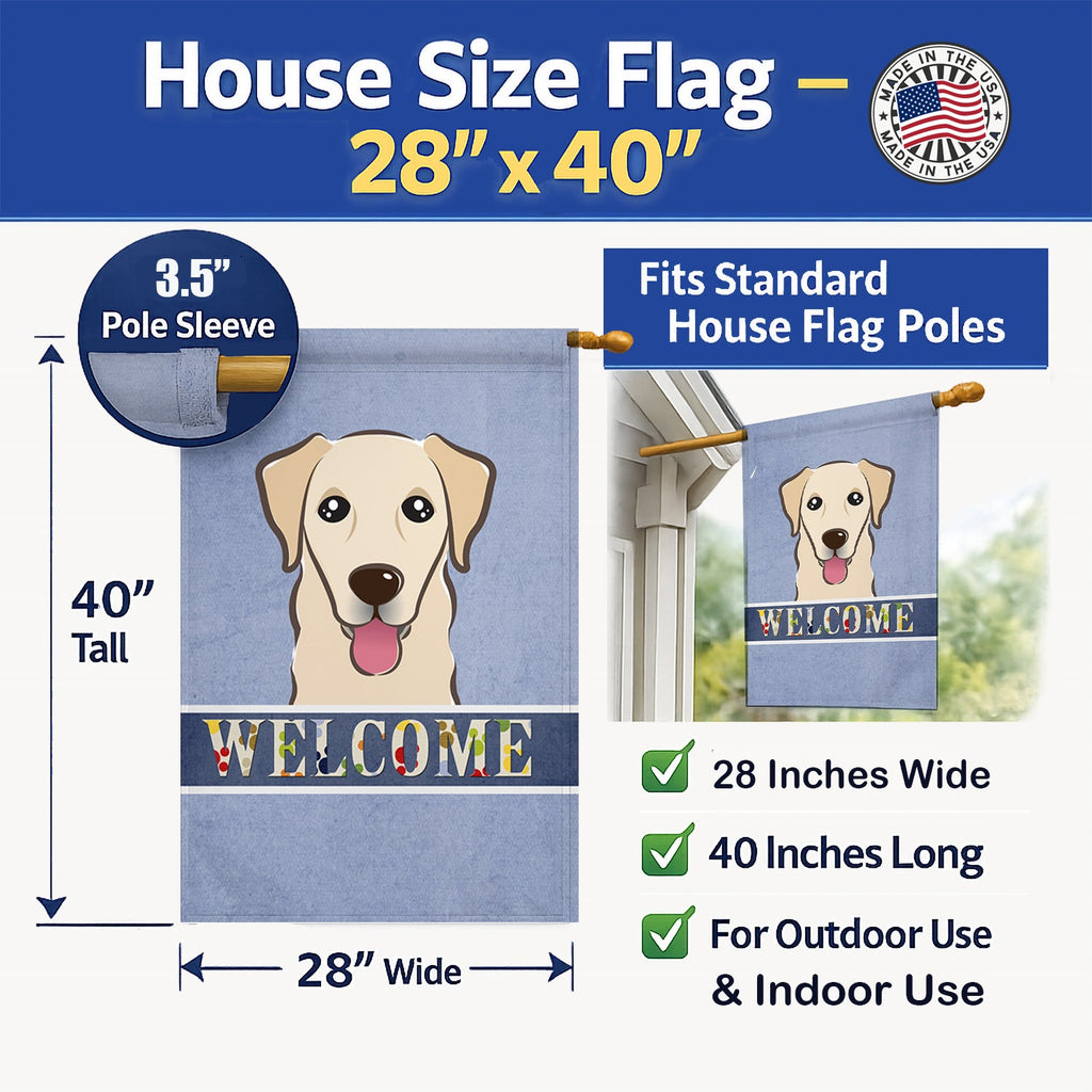 Golden Retriever Welcome House Flag 28x40 Porch Sleeve Pole Decorative Outside Yard Banner Artwork Wall Hanging, Polyester