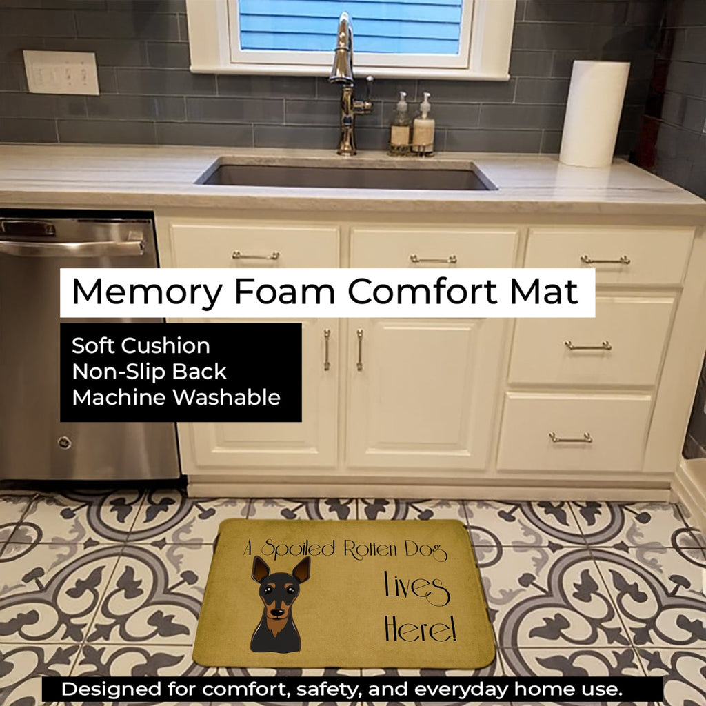 Min Pin Spoiled Dog Lives Here Memory Foam Kitchen Mat Machine Washable Anti-Fatigue Cushion Comfort Bath or Kitchen Rug