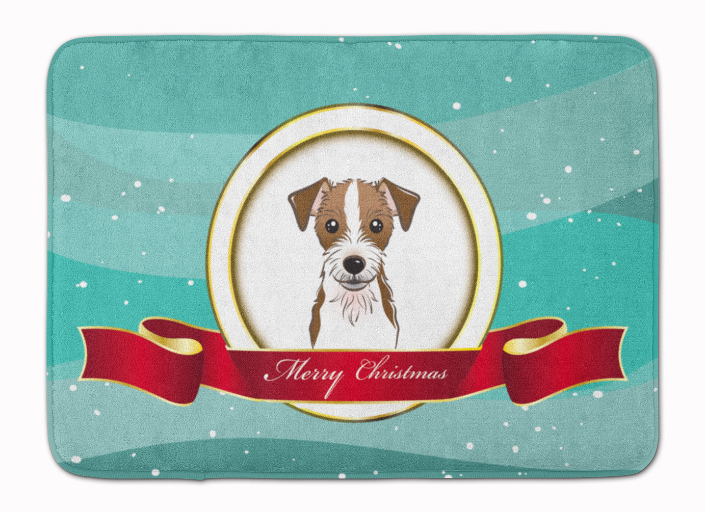 Jack Russell Terrier Merry Christmas Memory Foam Kitchen Mat Machine Washable Anti-Fatigue Cushion Comfort Bath or Kitchen Rug