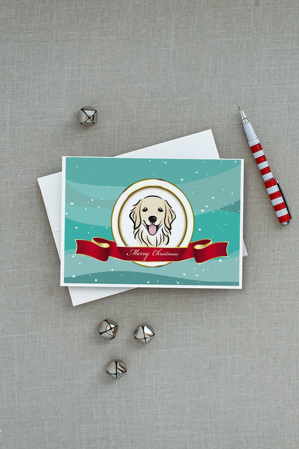 Golden Retriever Merry Christmas Greeting Cards Pack of 8 Blank Cards with Envelopes Whimsical A7 Size 5x7