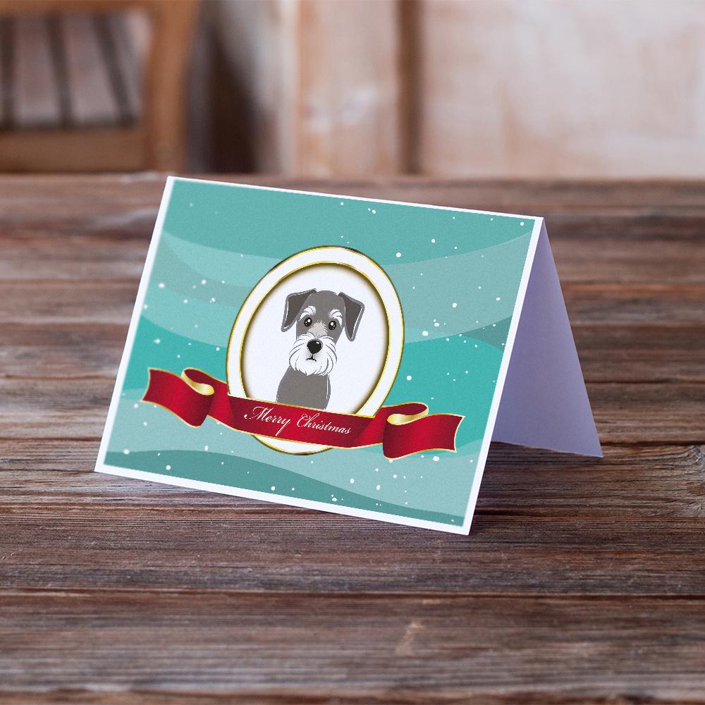 Schnauzer Merry Christmas Greeting Cards Pack of 8 Blank Cards with Envelopes Whimsical A7 Size 5x7