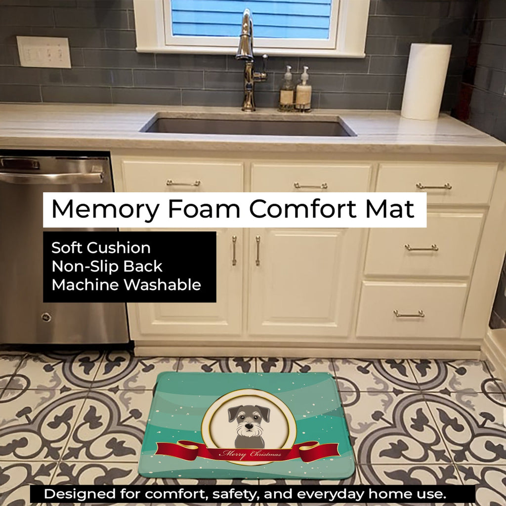 Schnauzer Merry Christmas Memory Foam Kitchen Mat Machine Washable Anti-Fatigue Cushion Comfort Bath or Kitchen Rug