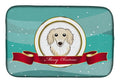 Longhair Creme Dachshund Merry Christmas Dish Drying Mat Absorbent Dish Drying Mat Pad for Kitchen Counter Dish Drainer Mat for Countertop, 14 x 21", Multicolor