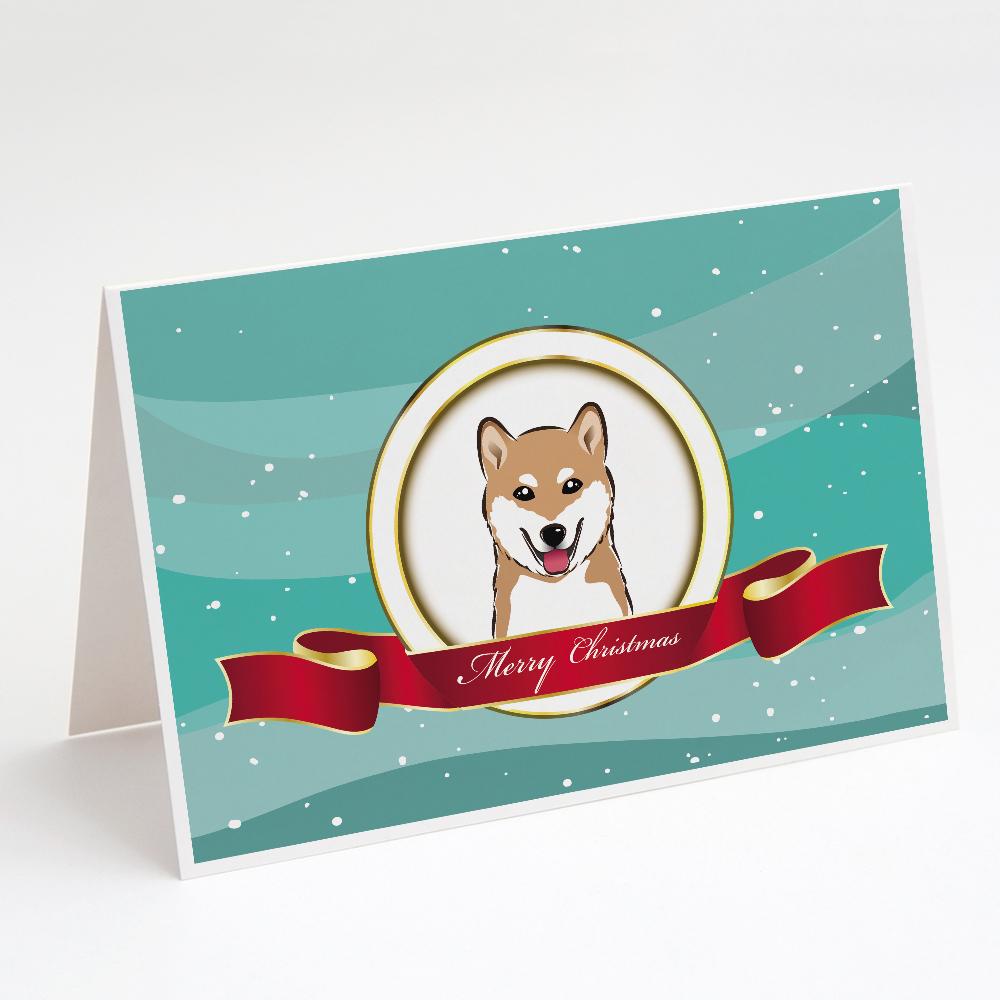 Shiba Inu Merry Christmas Greeting Cards Pack of 8 Blank Cards with Envelopes Whimsical A7 Size 5x7