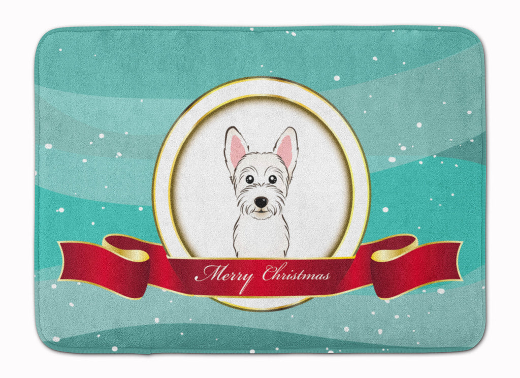 Westie Merry Christmas Memory Foam Kitchen Mat Machine Washable Anti-Fatigue Cushion Comfort Bath or Kitchen Rug