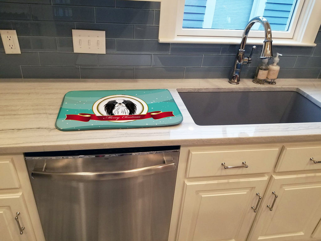 Japanese Chin Merry Christmas Dish Drying Mat Absorbent Dish Drying Mat Pad for Kitchen Counter Dish Drainer Mat for Countertop, 14 x 21", Multicolor