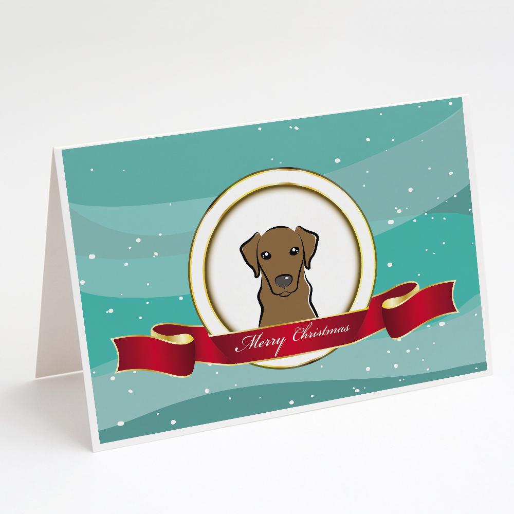 Chocolate Labrador Merry Christmas Greeting Cards Pack of 8 Blank Cards with Envelopes Whimsical A7 Size 5x7