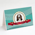 Basset Hound Merry Christmas Greeting Cards Pack of 8 Blank Cards with Envelopes Whimsical A7 Size 5x7