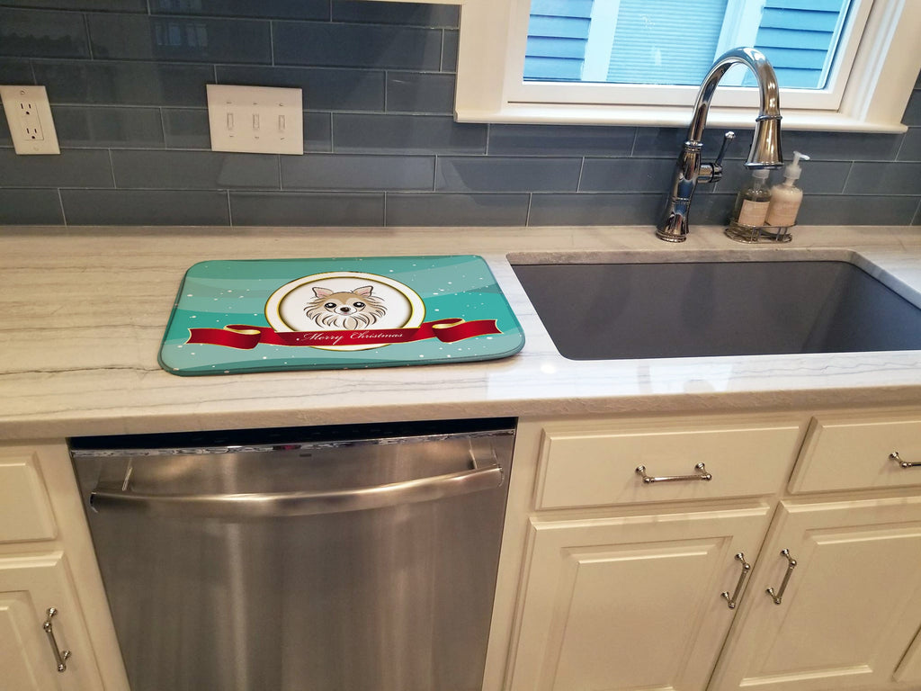 Chihuahua Merry Christmas Dish Drying Mat Absorbent Dish Drying Mat Pad for Kitchen Counter Dish Drainer Mat for Countertop, 14 x 21", Multicolor