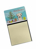 Christmas Tree and Yellow Labrador Watercolor Sticky Note Holder Refillable Dispenser Desk Accessory 3x3 Pad Gift