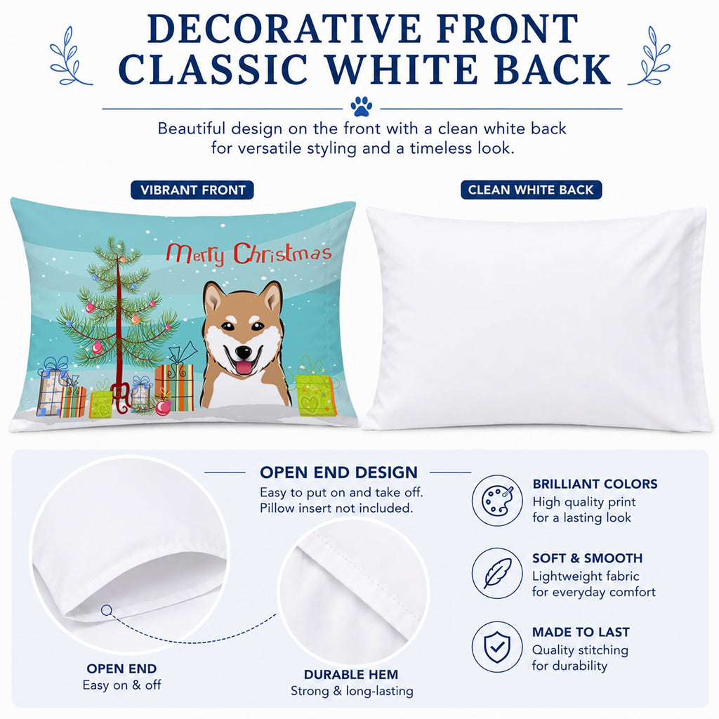 Christmas Tree and Shiba Inu Standard Pillowcase Lightweight Super Soft Easy Care Decorative Artwork Pillowcase, Standard